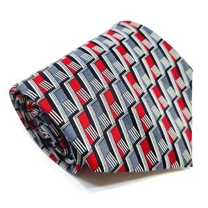 Clericci Necktie Red & Silver Geometric Pattern Men's Neck Tie Jacquard Fabric